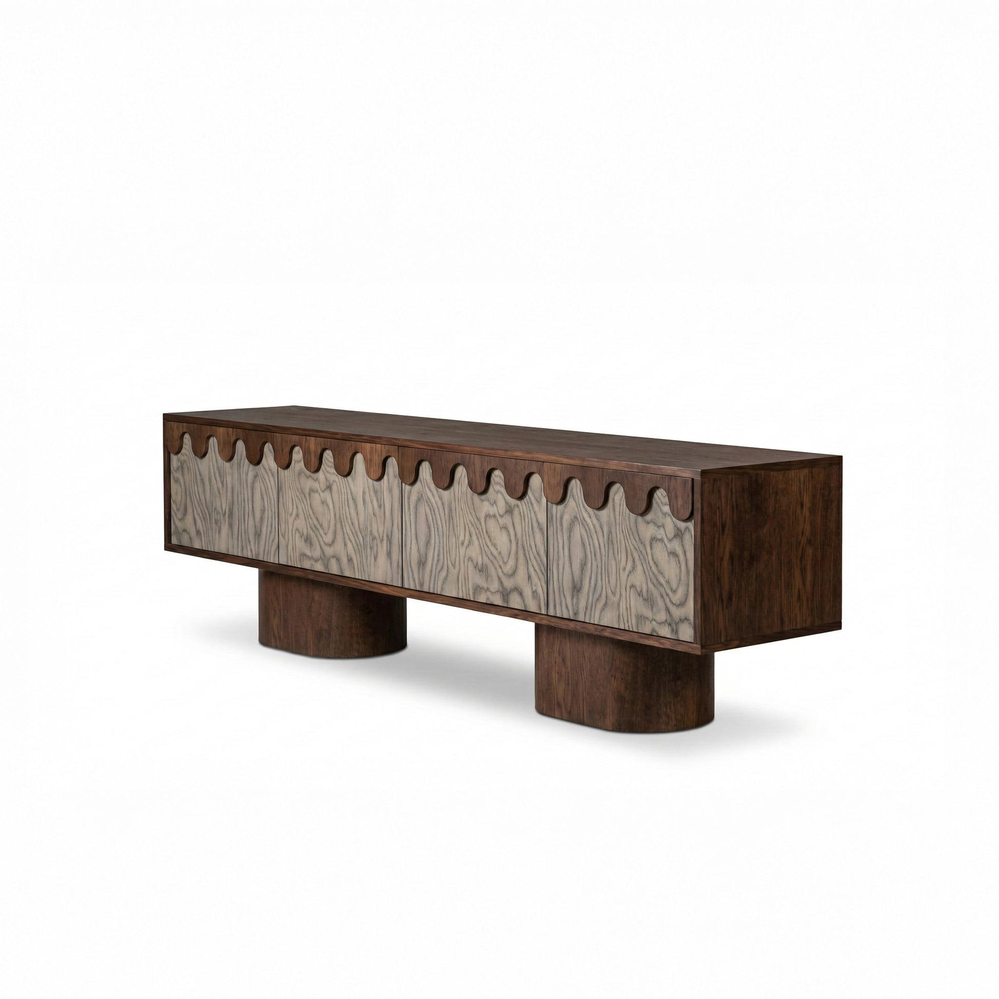 Wooden bench with a textured surface on a white background